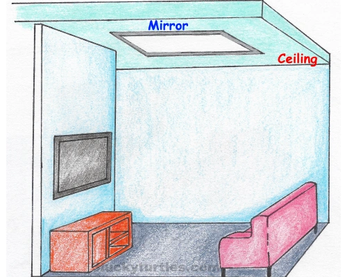 Image for post Illustration of two mirrors at the sides of the living room's door.