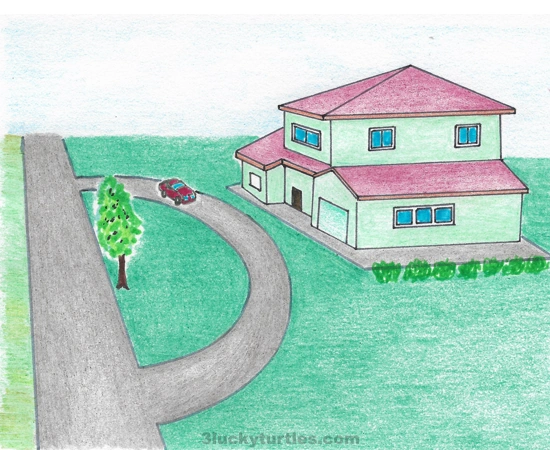 Image for post Illustration of a curved driveway in front of a house.