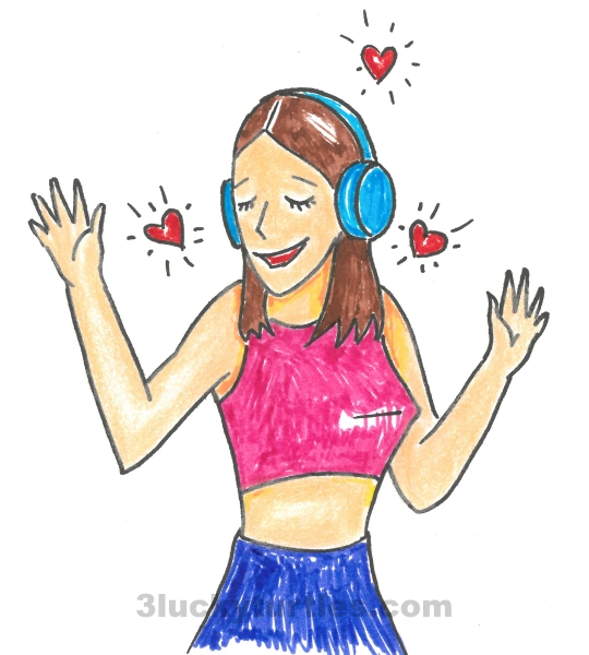 Image for post A girl listening to music.