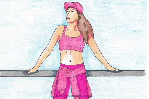Image for post Woman in a pink sports bra.