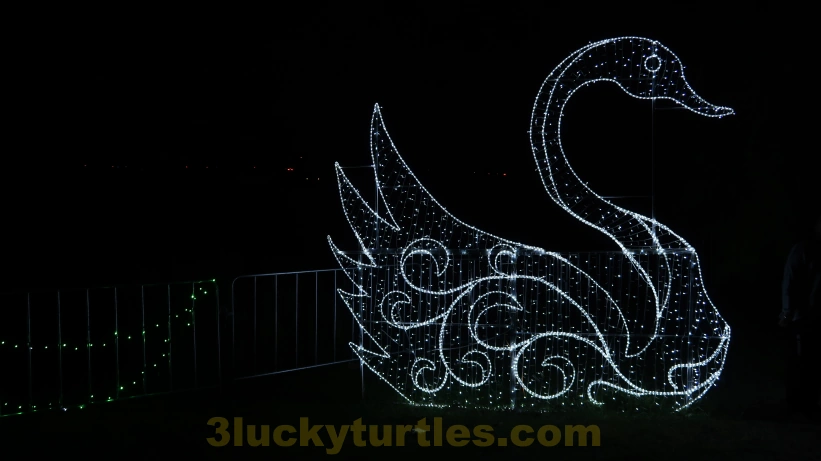 A light decoration in the shape of a swan. Image for post A light decoration in the shape of a swan.